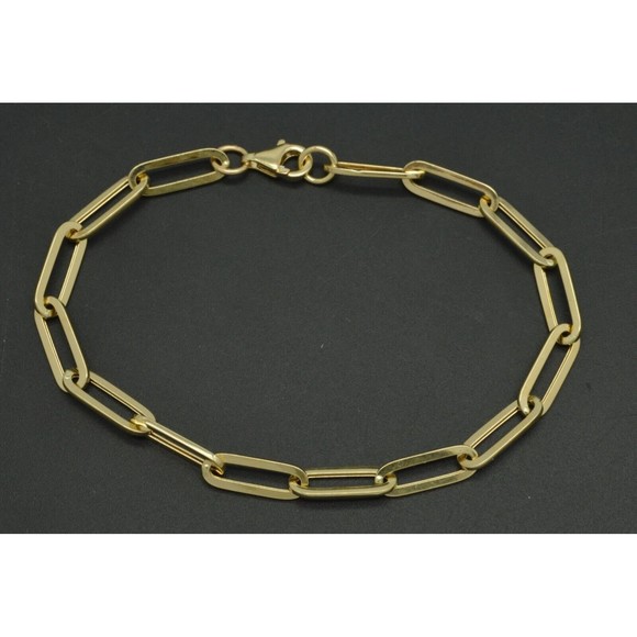 Real 14k Yellow Gold Paper Clip Link Bracelet 4.5mm 7.5